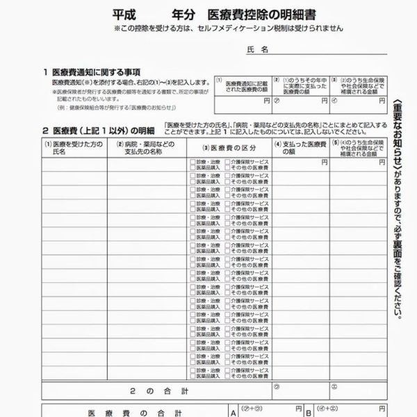 医療費控除の明細書